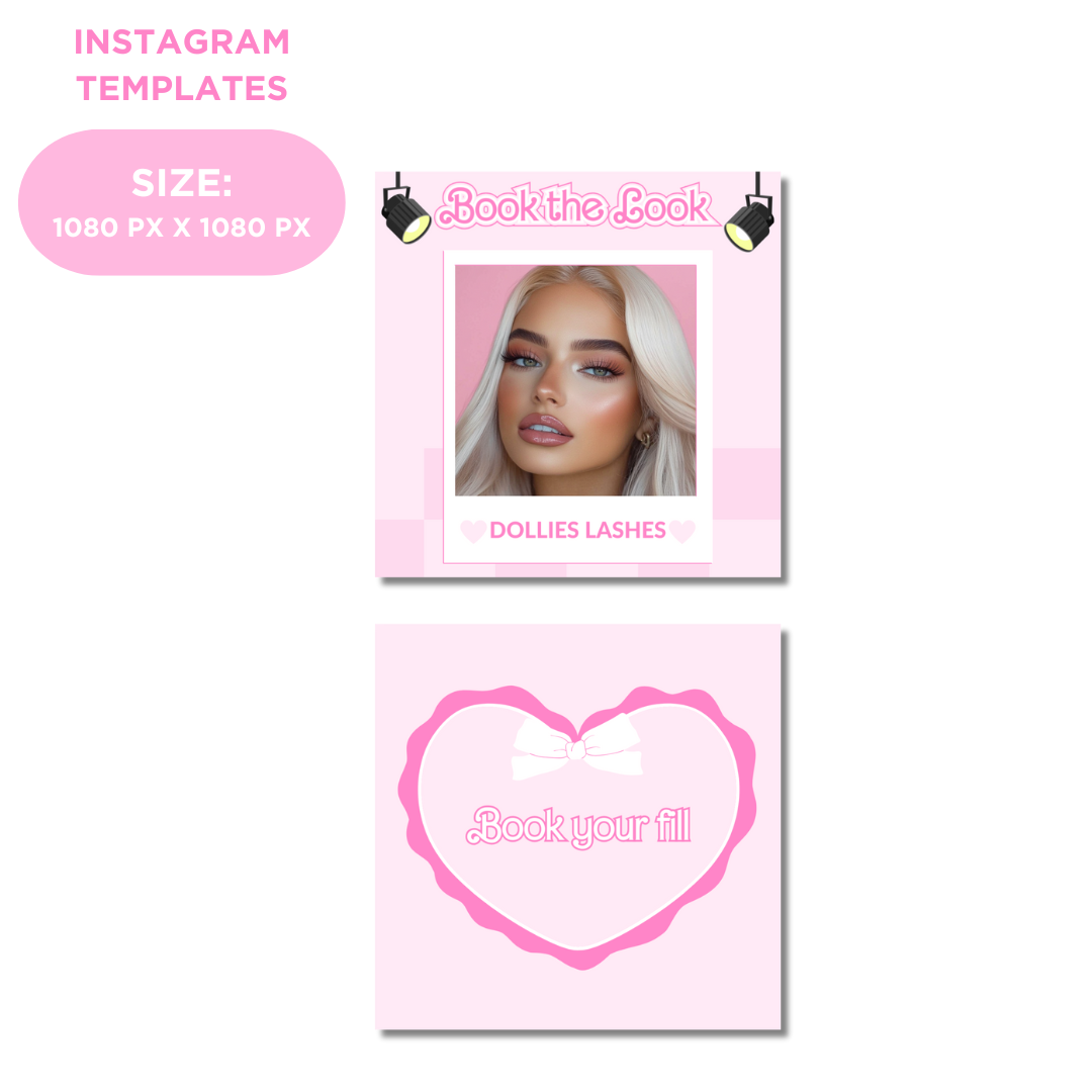 Pink Dolly Lash Tech Branding Bundle, Lash Tech Business, Instagram Lash Tech, Lash Tech Post, Lash Tech Highlight